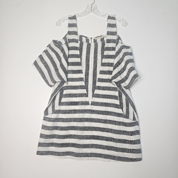 Soft Surroundings Women's Sunset Striped Cold Shoulder Linen Tunic sz Small - Picture 8 of 14